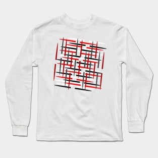 connections abstract digital art in red white black and grey Long Sleeve T-Shirt